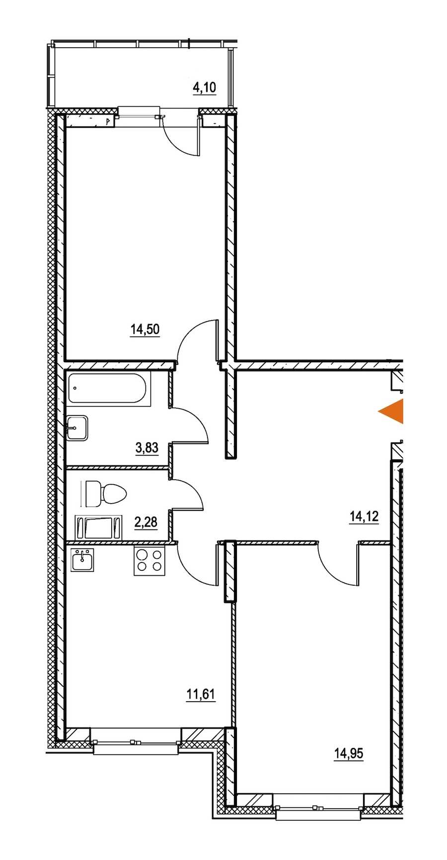Двухкомнатная квартира в : площадь 62.52 м2 , этаж: 5 – купить в Санкт-Петербурге